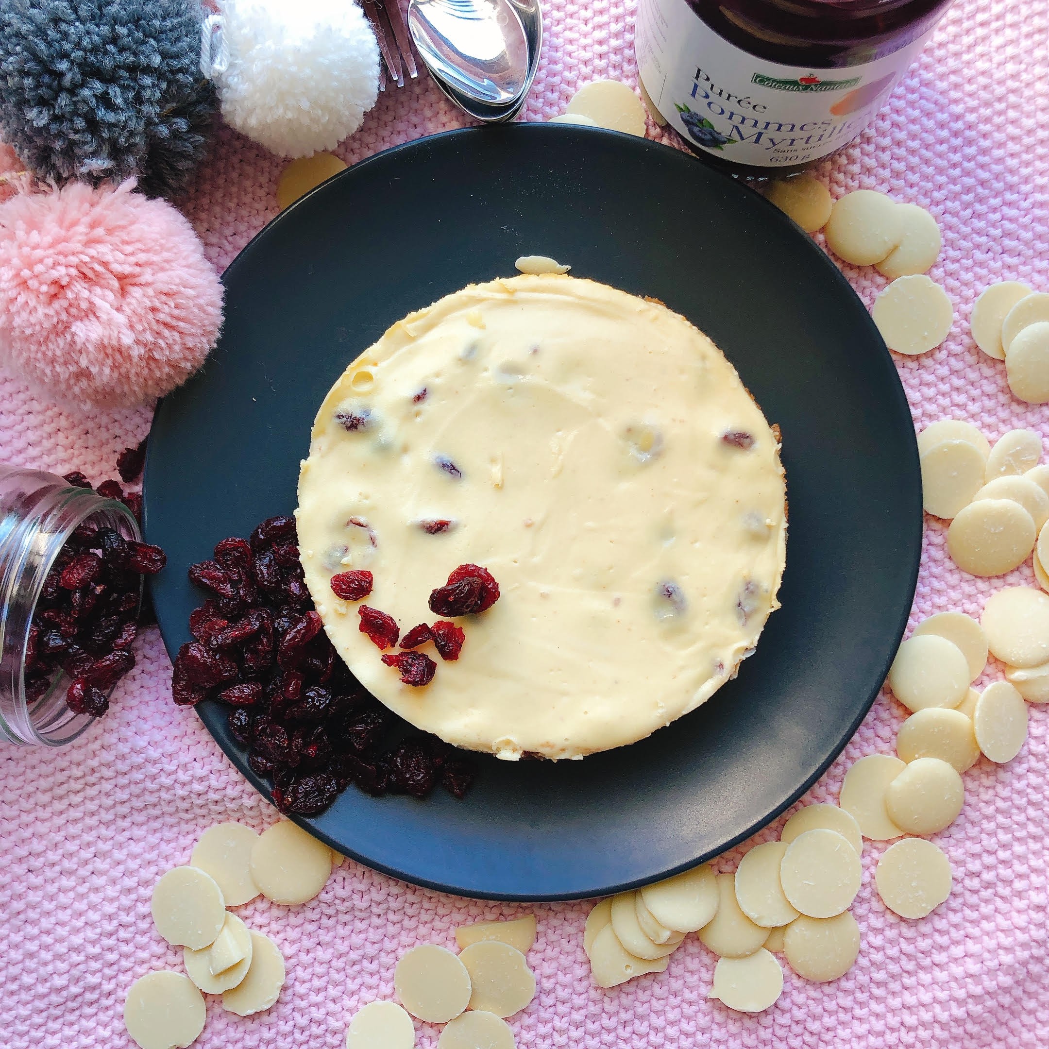 Cheesecake chocolat blanc cranberries
