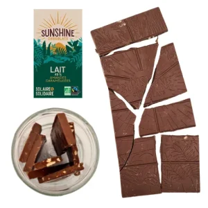 Carrés de chocolat lait amandes caramélisées