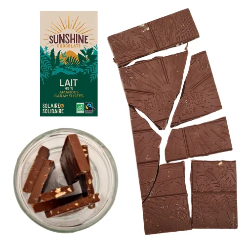 Carrés de chocolat lait amandes caramélisées