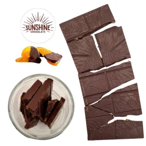 Carrés de chocolat noir orange confite