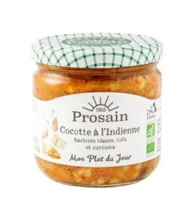 Cocotte indienne aux haricots blancs, riz complet et tofu