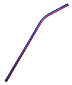 Paille inox courbée arc en ciel