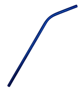 Paille inox courbée bleue