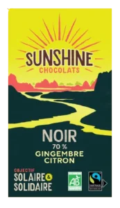 Tablette chocolat noir citron gingembre - carton