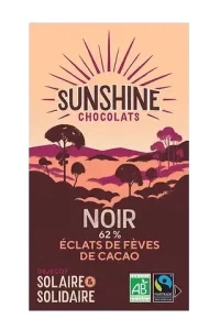 Tablette chocolat noir éclats fève de cacao - carton