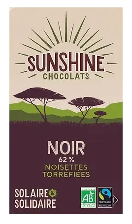 Tablette chocolat noir noisettes torréfiées - carton