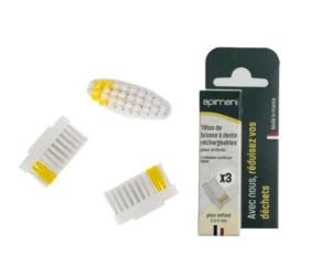 Lot de 3 têtes pour brosse à dent enfant en bois