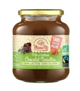 Pâte à tartiner chocolat noisette sans lactose et sans gluten