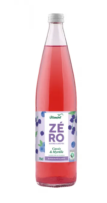 Boisson pétillante zéro sucre cassis myrtille
